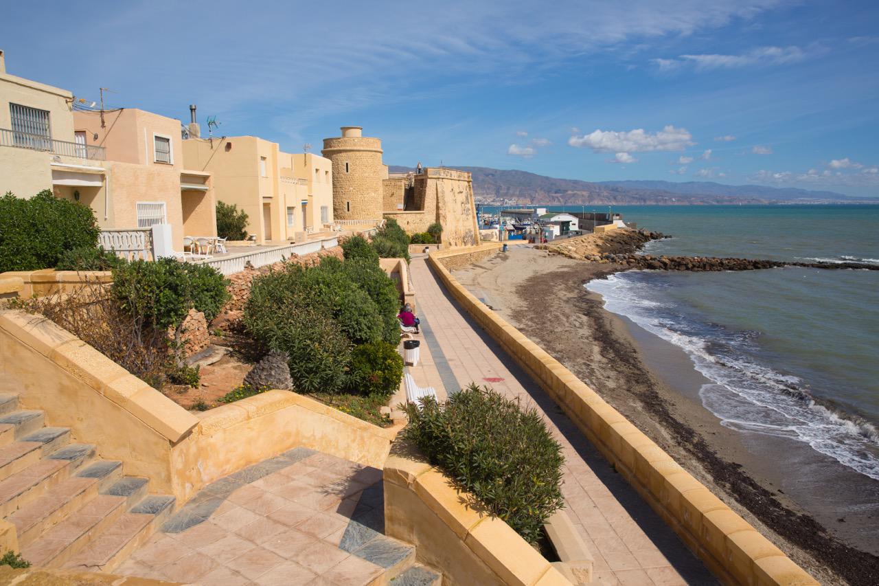 The coastal promenade in Roquetas de Mar