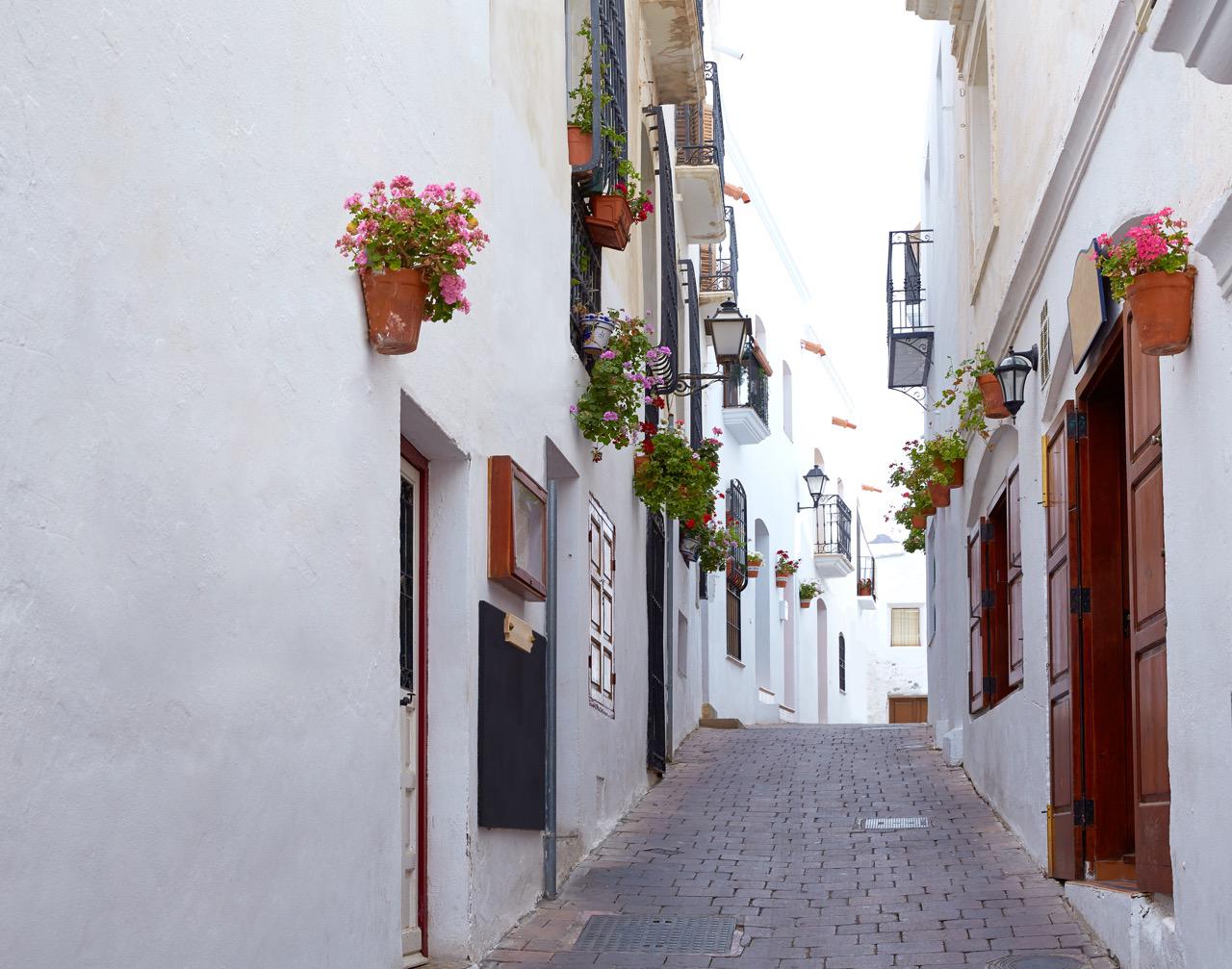 A typical white-washed street in Mojácar