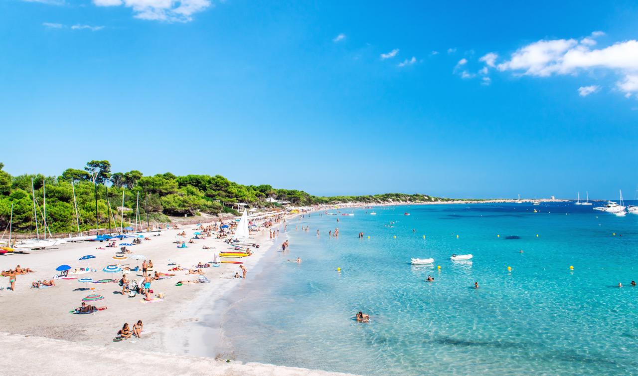 Las Salinas beach in the South of Ibiza
