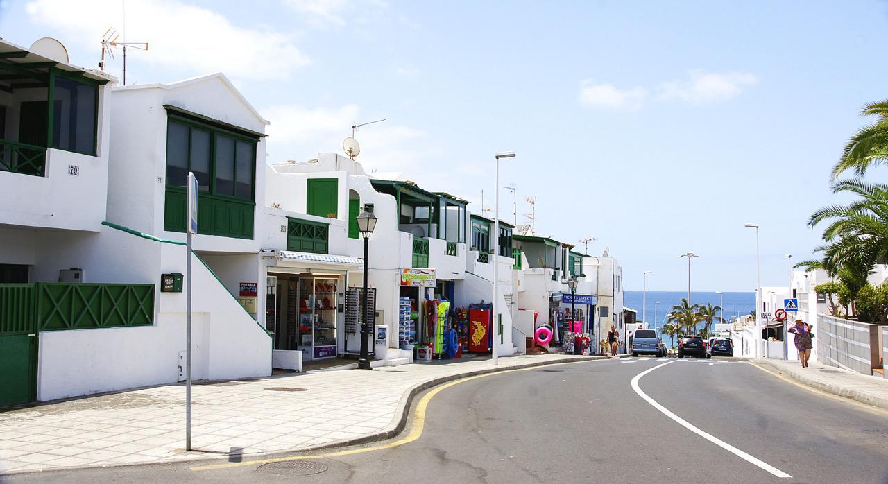 White washed houses and shops in Puerto del Carmen, Lanzarote