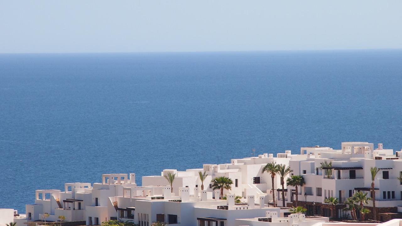 Views of Mojácar white washed villas overlooking the sea