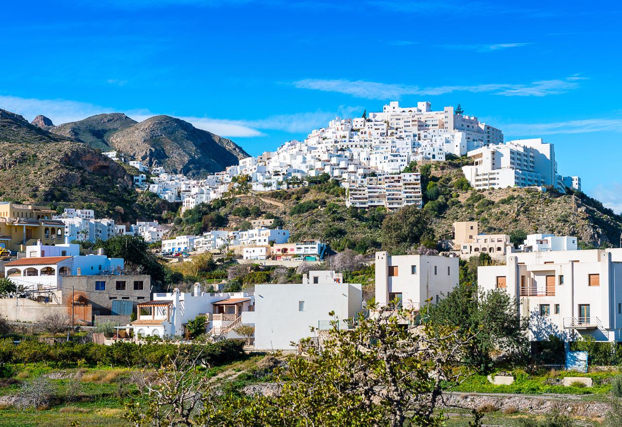 Picturesque Mojácar village with white-washed buildings