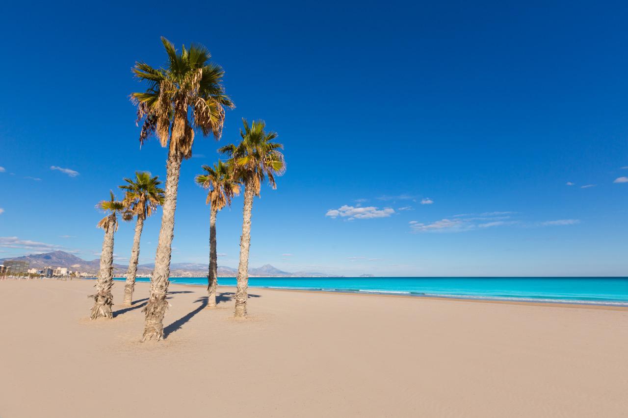 The 7 kilometre long white sandy beach of San Juan in Alicante