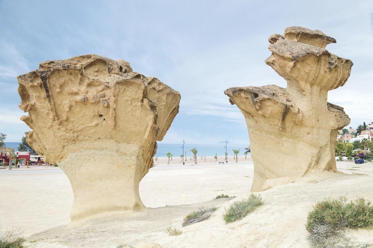 Natural sandstone formations at the beach of Bolnuevo near Mazarrón, Murcia